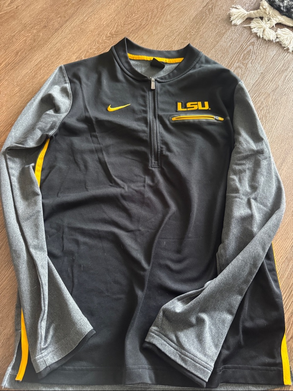 Nike LSU Black, Gray & Yellow Quarter-Zip Pullover